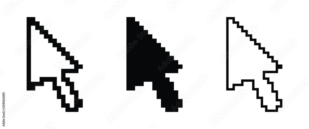 Fototapeta premium Cursor icon set vector with mouse arrow pointers and click symbols. Simple black UI elements for web design, software interfaces, apps, navigation and digital projects.