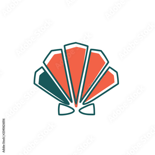 Minimalist seashell icon graphic design illustration.