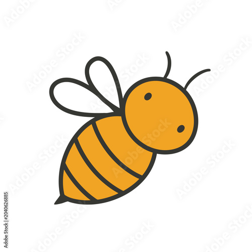 Cute hand drawn bumble bee cartoon character illustration.