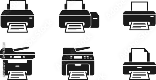 Tableau sur toile Printer and multifunction device icon illustration collection featuring office e