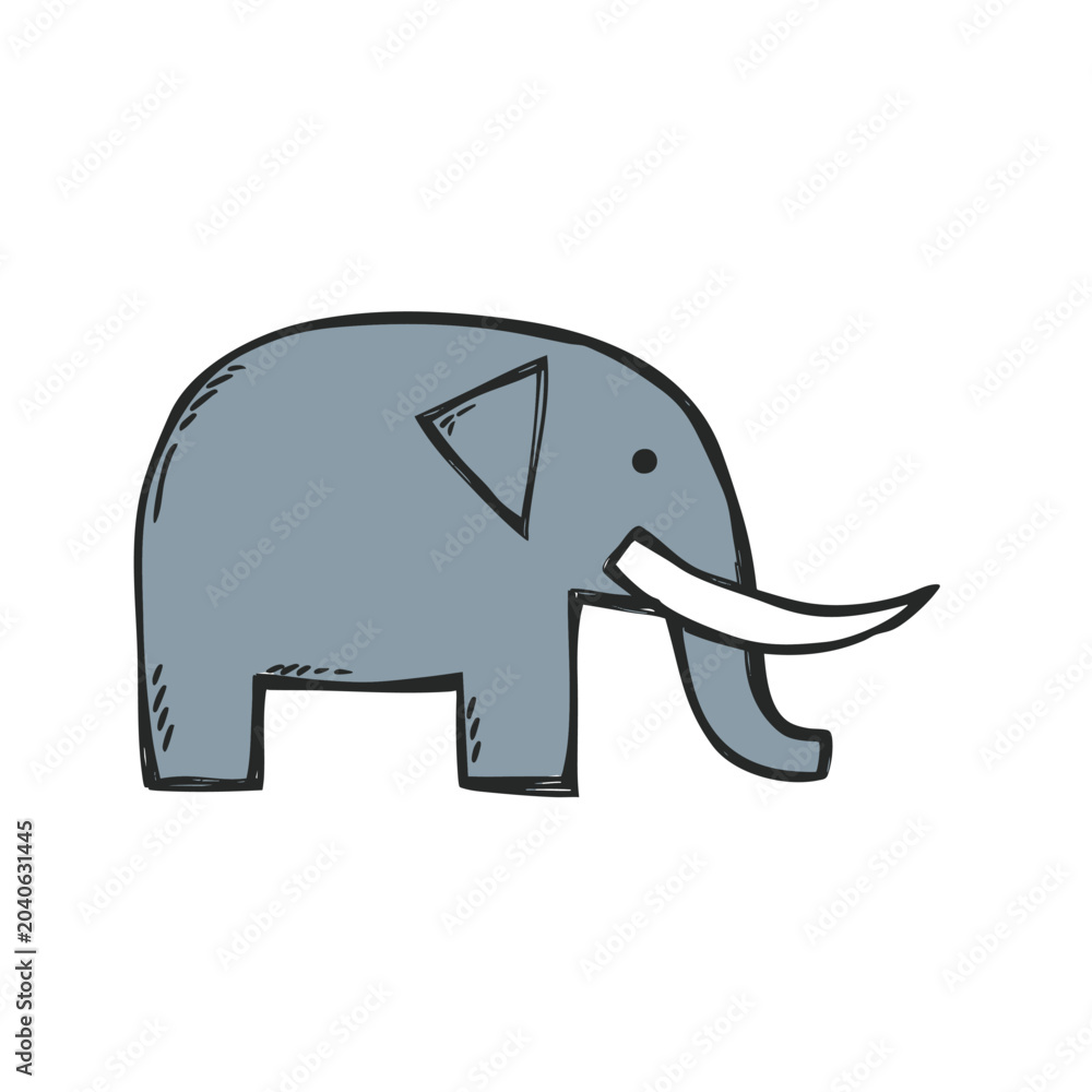 Fototapeta premium Hand drawn doodle illustration of a cute elephant.