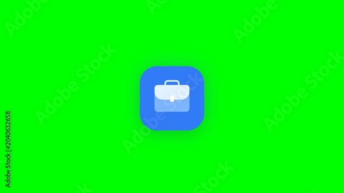 Minimal Briefcase Icon Animation on Green Screen Background for Business and Career Concepts