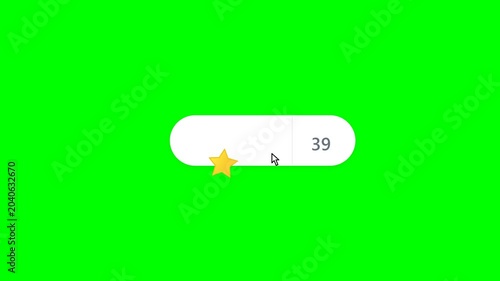 Favorite Rating Counter Button Animation with Star Icon and Notification Number on Green Screen