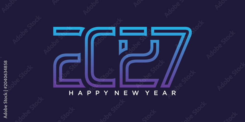 Fototapeta premium Happy new year 2027 design text vector illustration. New year celebration concept