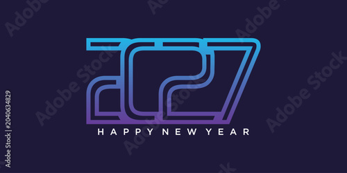 Happy new year 2027 design text vector illustration. New year celebration concept