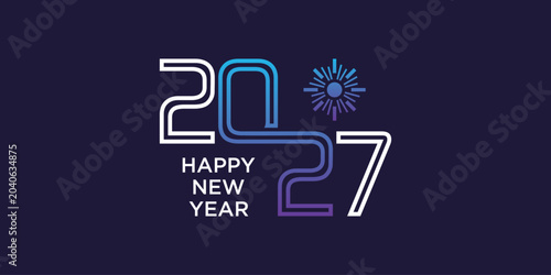 Happy new year 2027 design text vector illustration. New year celebration concept