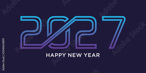 Happy new year 2027 design text vector illustration. New year celebration concept