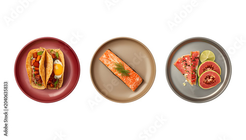 Tacos and Sushi on Plates