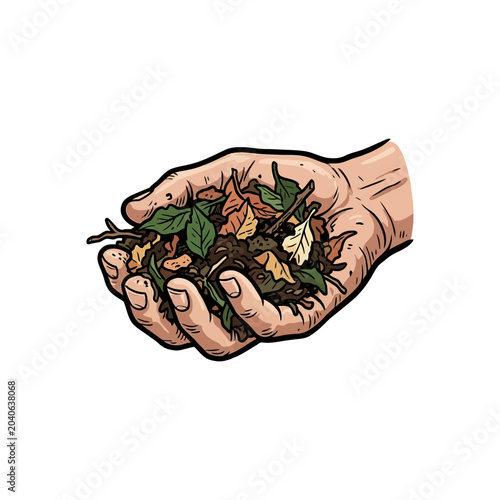 Fotografi Leaf mulch handful illustration