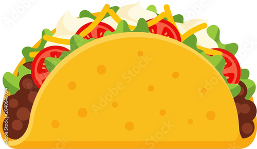 Foto Delicious Taco with Meat, Vegetables, and Cheese Illustration.