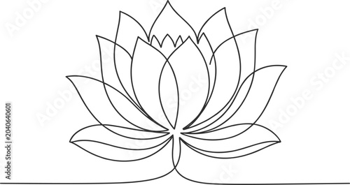 Lotus flower line art drawing single continuous line vector illustration