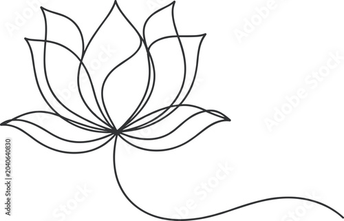 Minimalist Lotus Flower Line Drawing Simple Organic Bloom Elegant Floral Outline