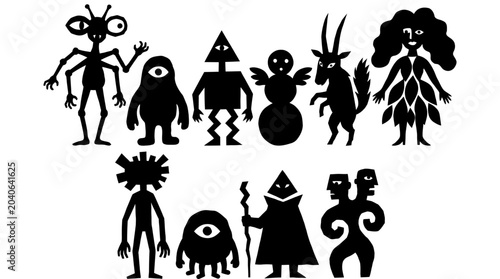 Foto A diverse collection of whimsical and unique alien monster characters, presented