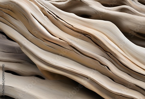 Naturally eroded wood texture shaped by water and sand revealing soft layered grain in neutral tones.