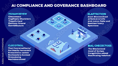 Ai compliance and governance dashboard isometric flat design technology concept