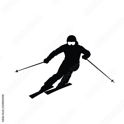 person skiing down snowy slope