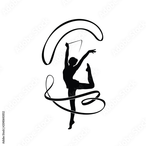 gymnast performing rhythmic gymnastics with ribbon