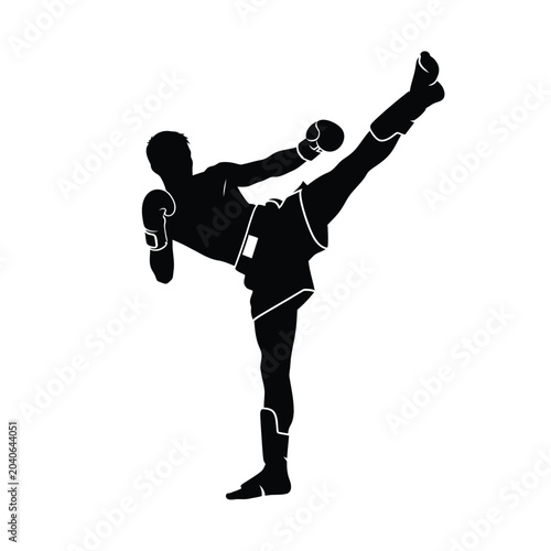 Man performing kickboxing move