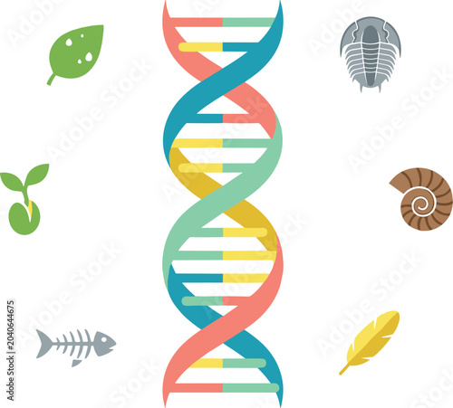 Canvastavla DNA Evolution and Biological Diversity Concept Illustration with Genetic Helix,