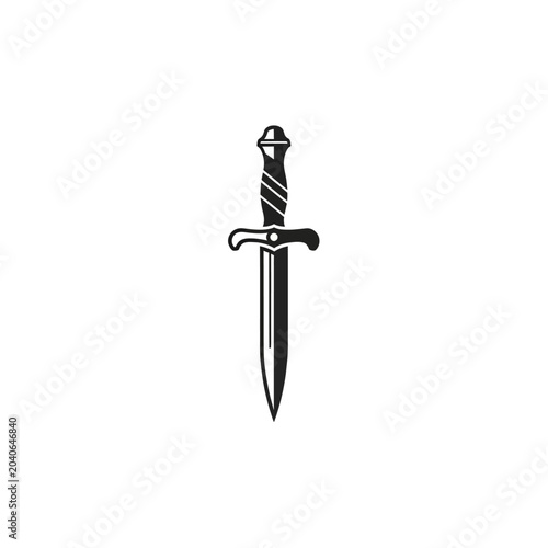 Photos Detailed dagger with ornate handle.