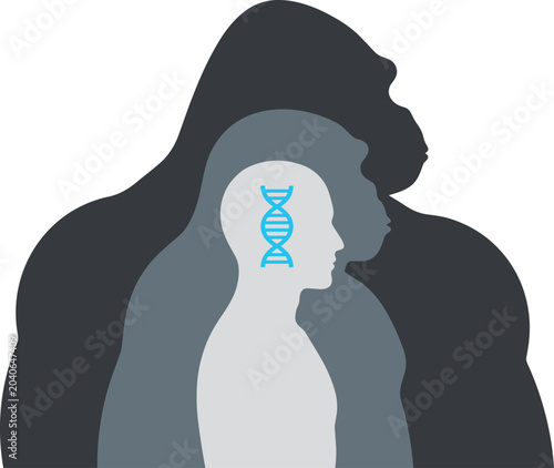 Canvastavla Human Evolution and Genetic Heritage Concept Illustration with Primate, Human Pr