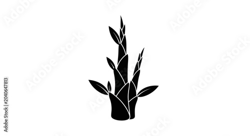 Foto Bamboo Shoots Silhouette Vector Illustration