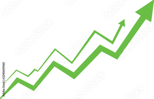 Obraz na plátně Two green rising arrows showing financial growth and success