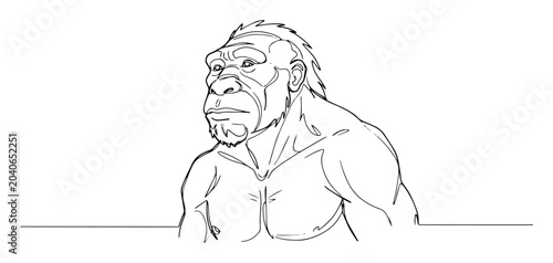 Tableau sur toile neanderthal man portrait line drawing