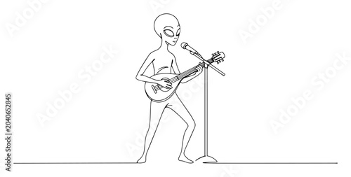 Obraz na plátně alien singing with guitar minimalist abstract contour drawing ideal for posters