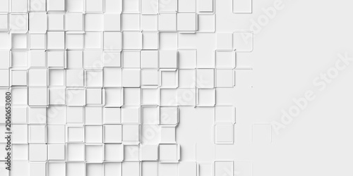 Tableau sur toile Irregular beveled white square polygons pattern background wallpaper banner, fad