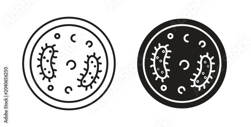 Microorganism icon linear pictogram. Editable Stroke. Isolated Vector Illustration.