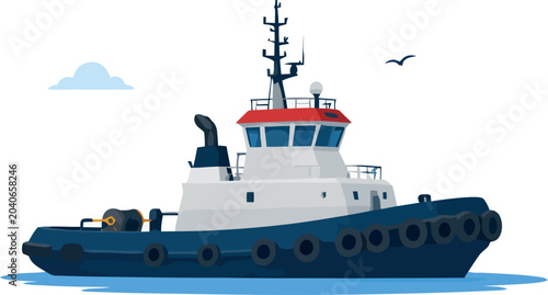 Schilderij op canvas Tugboat navigating ocean delivering maritime transportation services