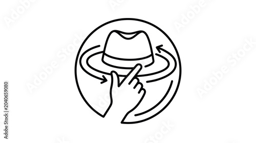 Bild auf Leinwand Hand Tipping Fedora Hat Icon