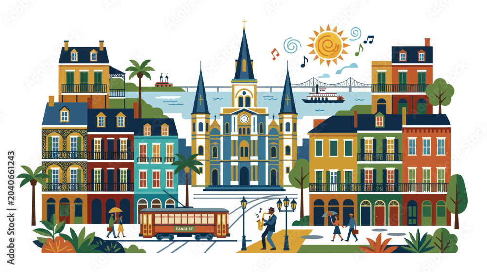 Photography Poster New Orleans French Quarter Vibrant Street Scene