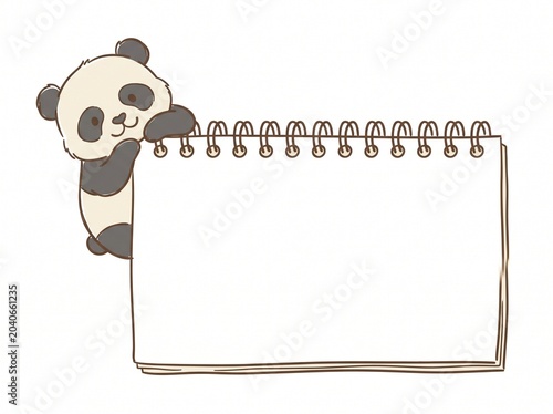 Decorative reminder board frame template featuring an adorable hand drawn panda peeking out