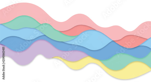 Layered pastel wave composition with flowing organic shapes.