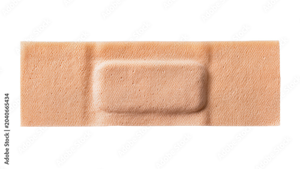 Obraz premium Fabric adhesive bandage with sterile pad, isolated on transparent background