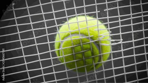 Konstfotografi Tennis Ball Impacting Racket Strings in Slow Motion