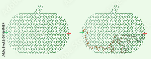 Картината върху платно Abstract pumpkin maze design with paths and complexity for creative concepts