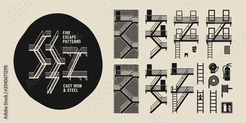 Photography Modernist Fire Escape Zigzag Patterns