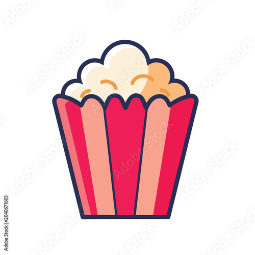Stylized flat vector illustration of a popcorn bucket.