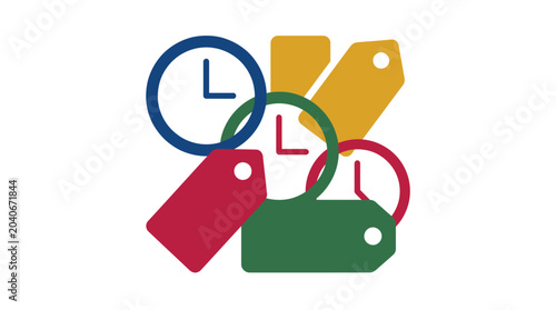 Tableau sur toile Colorful price tags and labels.