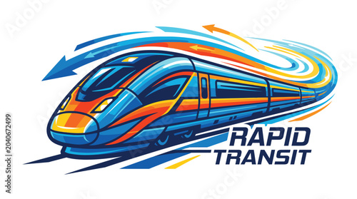 Quadro em tela Modern train speeding on tracks fast.
