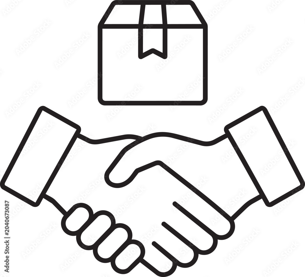 Obraz premium Handshake and package delivery icon
