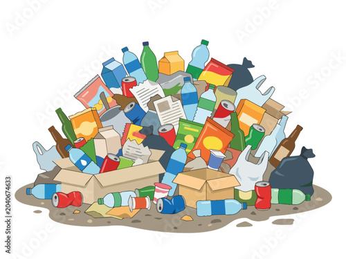 Photos Large accumulation of plastic packaging, bottles, and mixed waste highlights gro