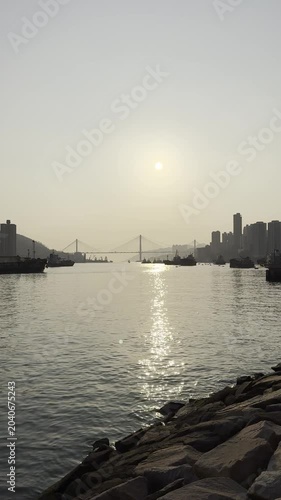Sunset over the river