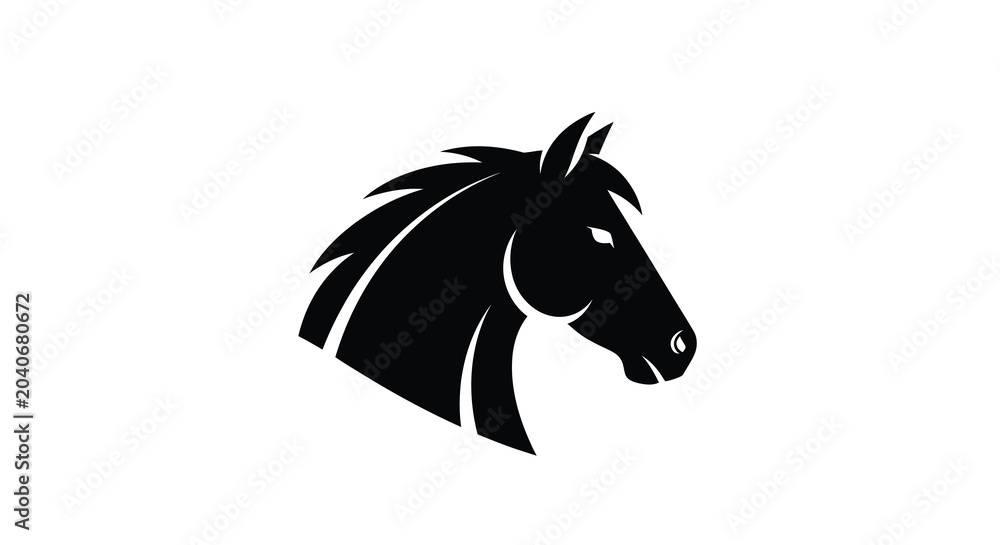 Fototapeta premium Horse head silhouette on transparent background high quality
