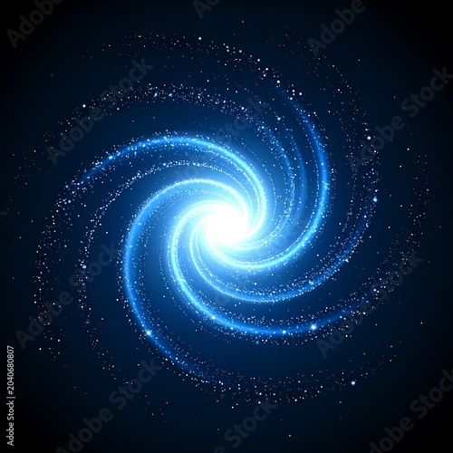 A bright blue swirling light surrounded by stars