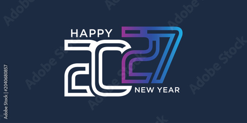 Happy new year 2027 design text vector illustration. New year celebration concept