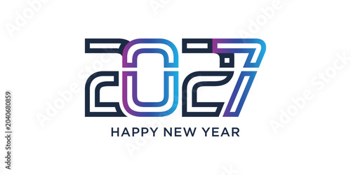 Happy new year 2027 design text vector illustration. New year celebration concept